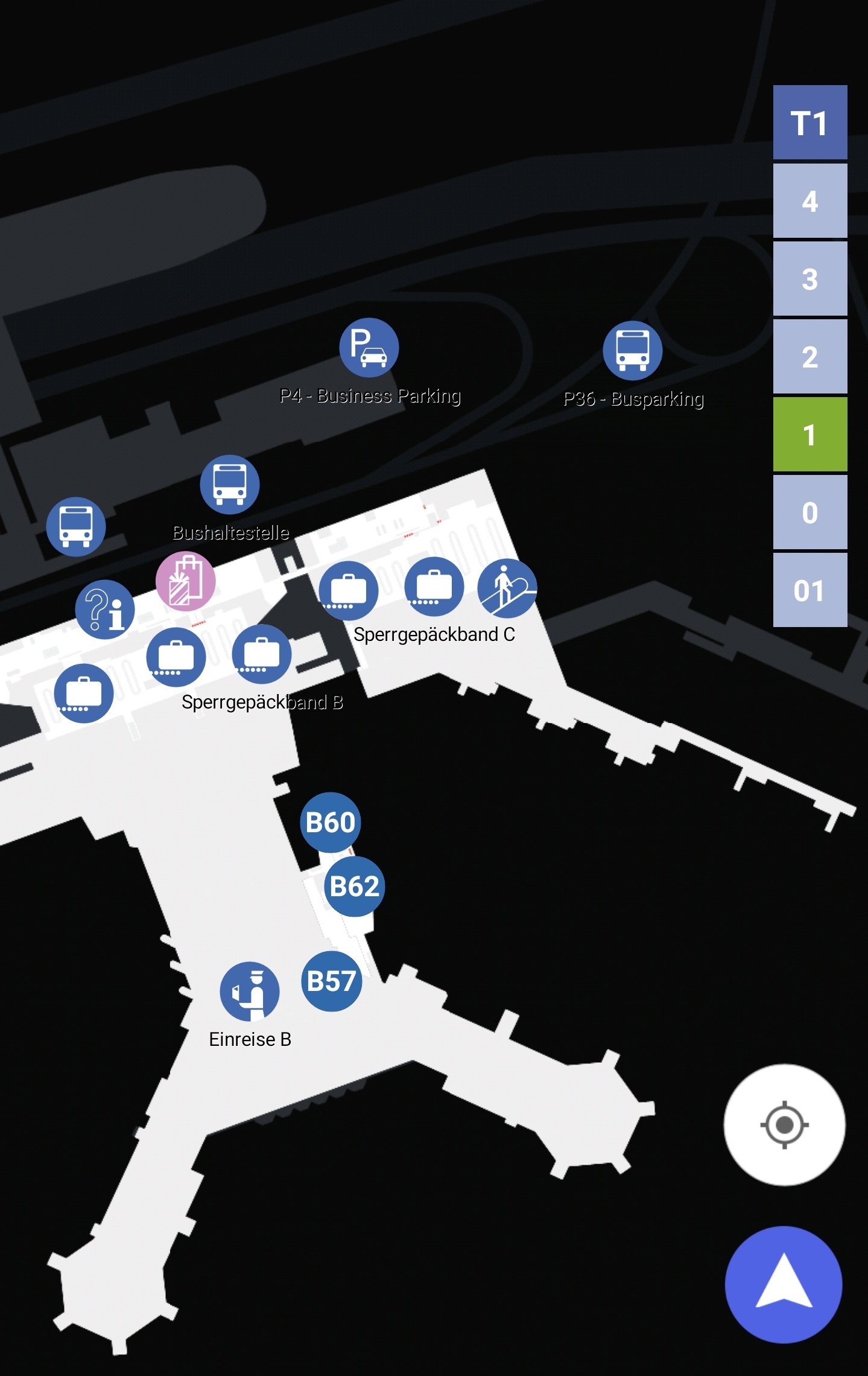 Karte Map Terminal1 Ebene1 Gates B Flughafen Frankfurt Airport Fra 