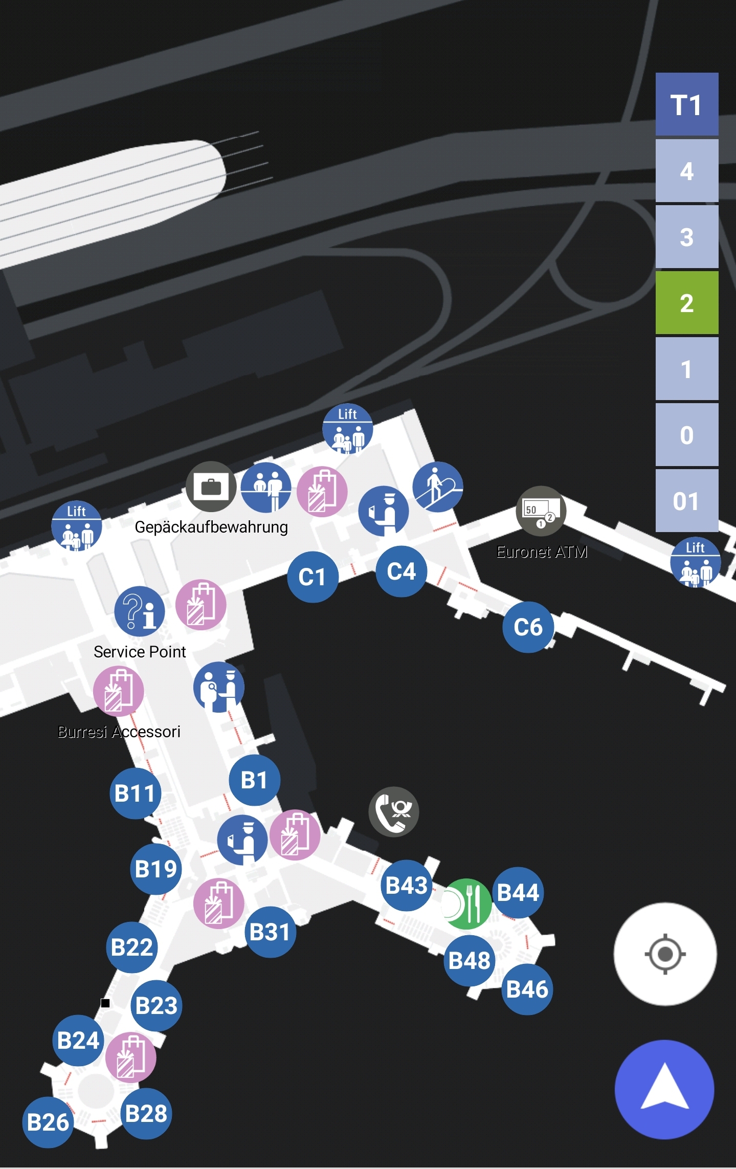 Karte Map Terminal1 Ebene2 Gates B C Flughafen Frankfurt Airport Fra 